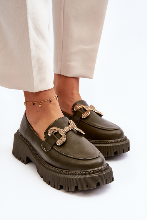 Dámske mokasíny s ozdobou tmavozelené Gargi