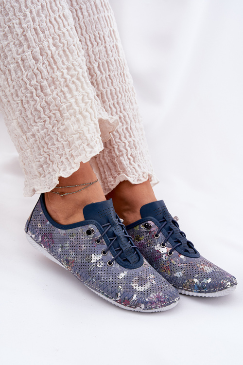 Dámske Kožené Poltopánky Z Prírodnej Kože Vzorované Artiker 56C2691 Modré