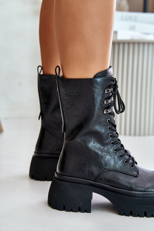 Kožené dámske teplé pracovné boty GOE OO2N4121 čierne