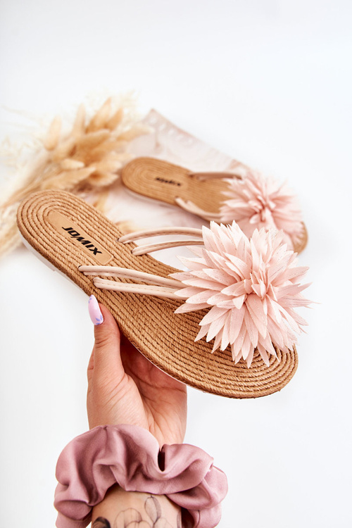 Dámske flip -flops s materiálnou dekoráciou svetloružovej Eviany