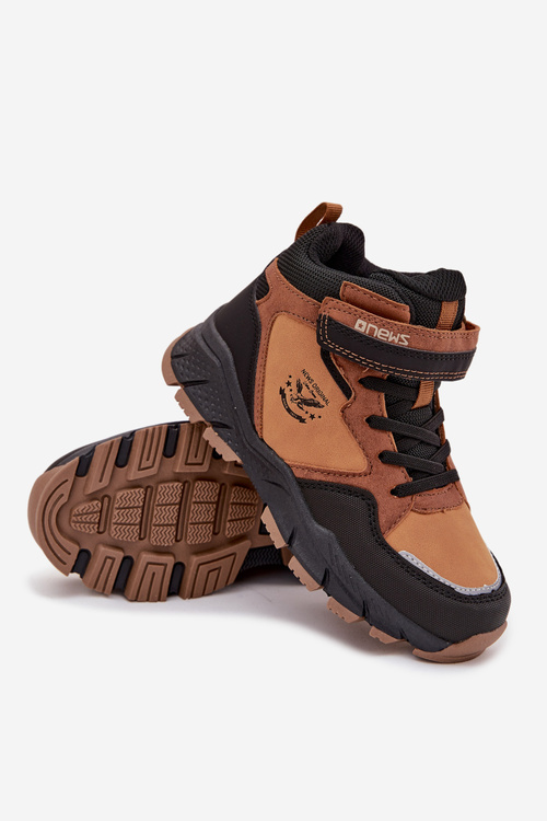 Zimní trekové boty pro děti na suchý zip zateplené camel Miravie