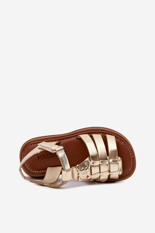 Dívčí sandály s dekorativním detailem zlaté Serina