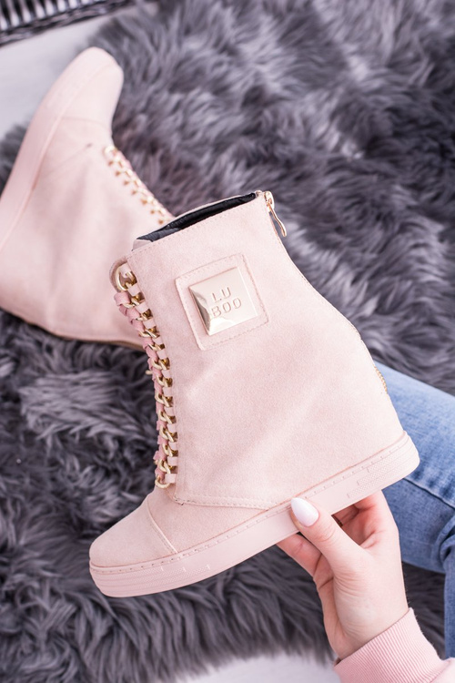 Dámská Obuv Sneakers Lu Boo Semišové Tenisky Růžové Monica