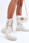 Modní vyšívané boty s ozdobným páskem Bílá Rocky