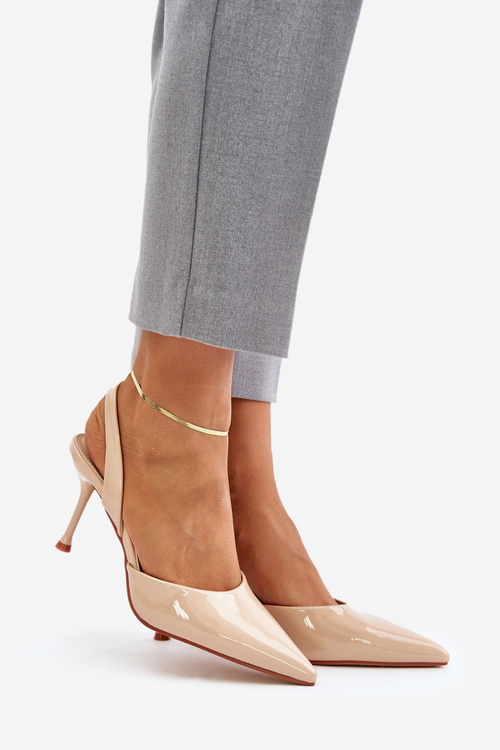 Lakované Podpätky S Odkrytým Pätou Béžové Emmizola