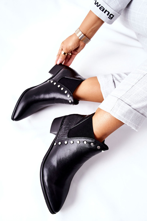 Dámské Chelsea Boty Na Podpatku Černé Barretos