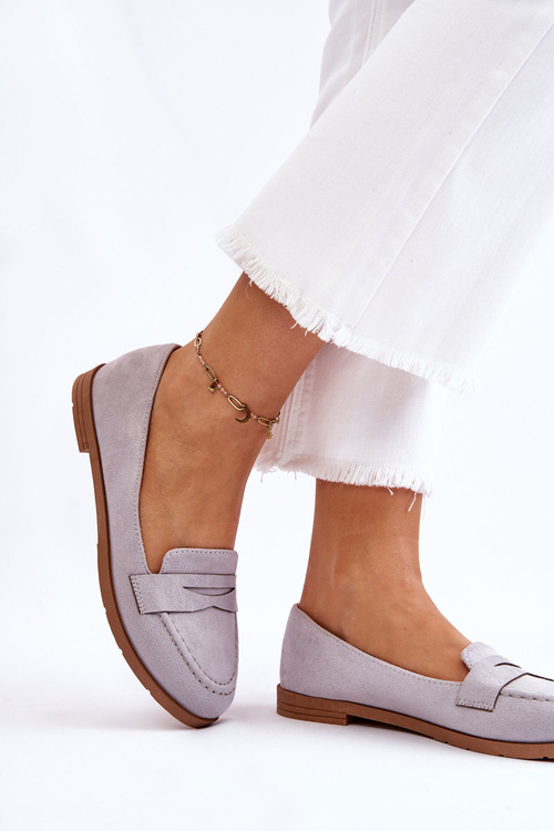 Pohodlné semišové dámské mokasíny Šedá Lucca