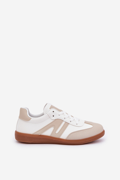 Nízké dámské sneakersy z eko kůže bílo-bežové Navidemi