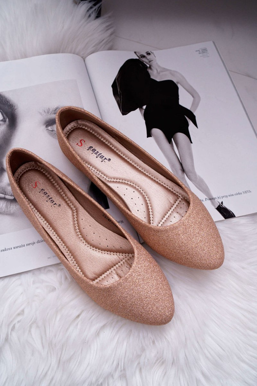 Brokátové Baleríny Růžové Zlato Tiffy