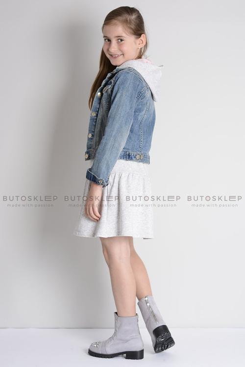 Lu Boo Gray Detské členkové topánky s zirkónmi Littlecarrie