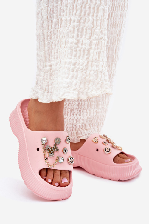 Pěnové Dámské Pantofle Se Zlatými Prstýnky Růžové Hortiana