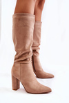 Suede vložený vysoký podpätky Beige Miriam