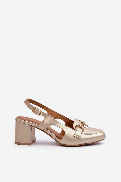 Kožené sandály na podpatku Maciejka 06419-25 Zlaté