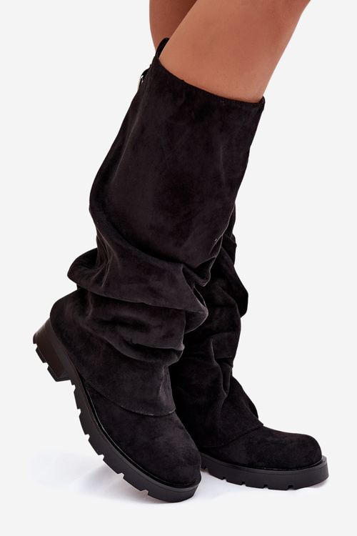 Dámske Kozačky Izolované Nazúvacie S Rypavým Nástavcom Čierne Ilvessa