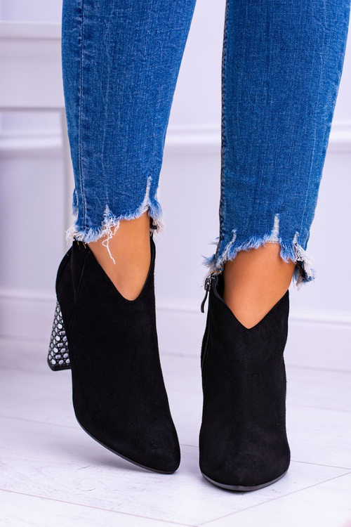 černé Elegantní semišové boty na baru Laura Messi 1849