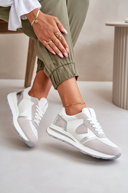 Dámske Tenisky S Leskom Biele Velaniela