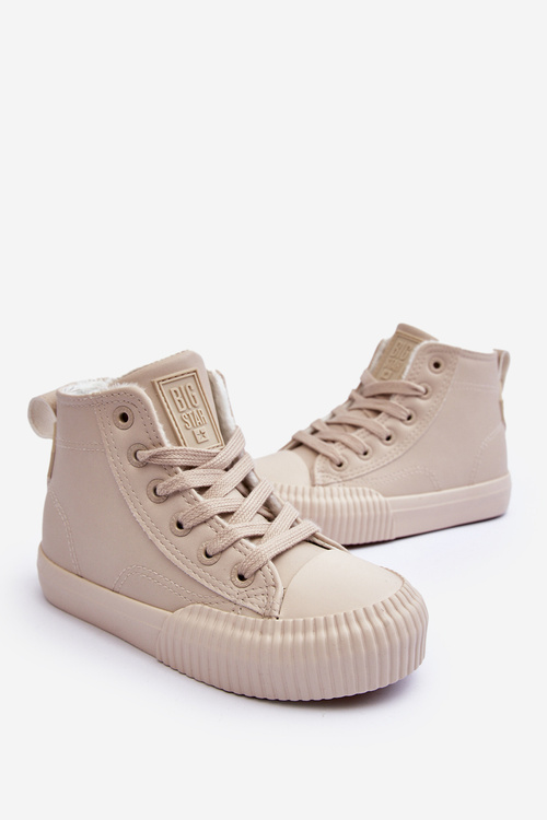 Dětské Ocieplené Tenisky Na Zip Big Star MM374012 Světle Béžové