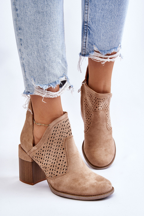 semišové boty S výřezem Béžová Layne