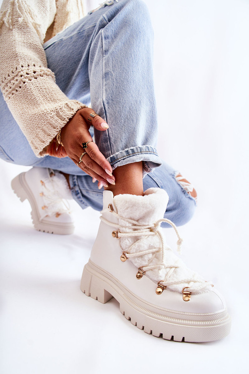 Kožené teplé boty bílé Arisa