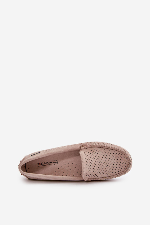 Dámske klasické béžové mokasíny z ekologickej semišovej látky Serceria