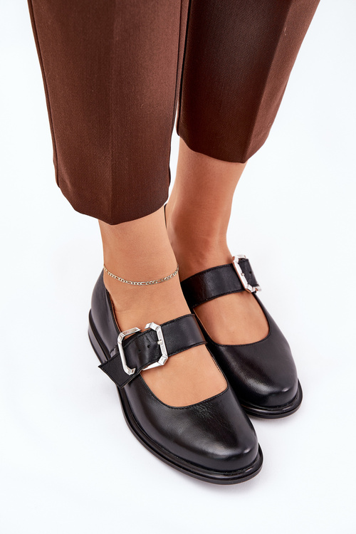 Kožené dámské polobotky s přezkou Laura 2980 Černé