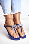 Dámsky gumový flip -flops, námornícke modré flip -flops, bows gruzínsko