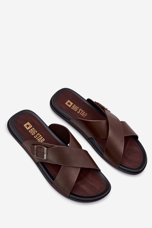 Kožené Pánske Šľapky S Prackou Big Star RR174077 Hnedé