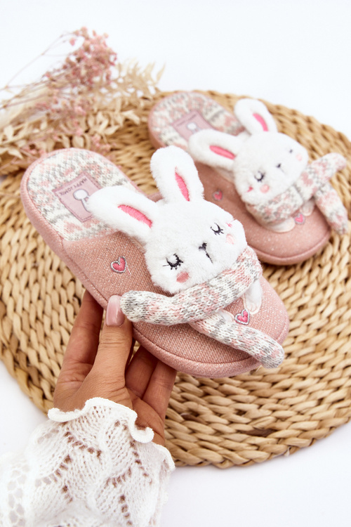 Detské papuče na hrubom podošom zajačikovej ružovej dasca