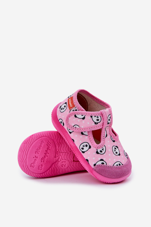 Papučky Milami Detské Elastické Na Suchý Zipper V Pande Ružové Ambette
