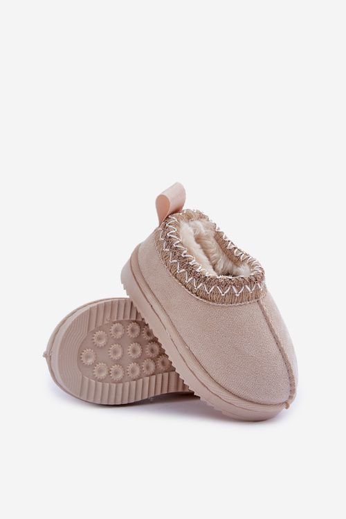 Snehové topánky detské na platforme zateplené kožušinou svetlo béžové Vilabria