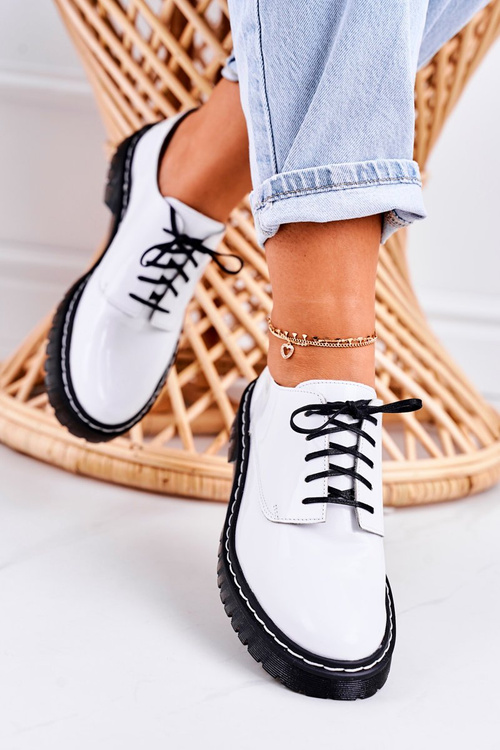 Dámské Kožené Boty Maciejka 04087-11 Bílé Lakované