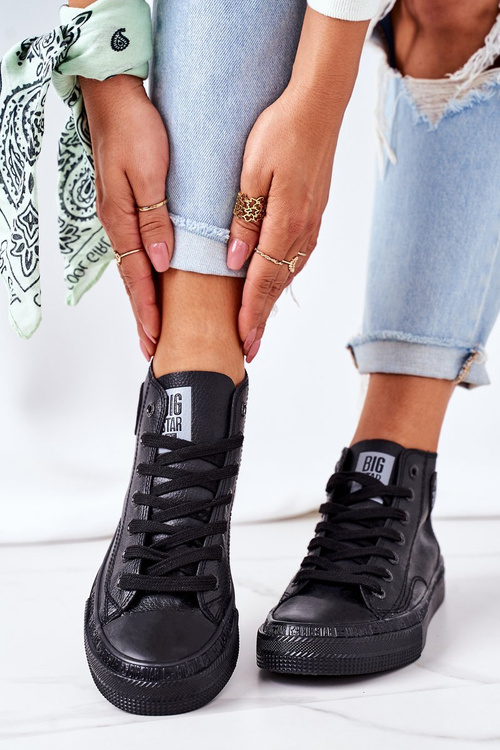 Dámské Kožené Vysoké Tenisky Big Star GG274015 Černé