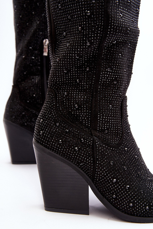 Dámské kovbojské kotníkové boty s džetami černé Poelstra