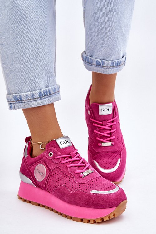 Dámské semišové sportovní boty na platformě GOE LL2N4002 Fuchsia