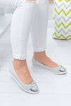 Srebrne Brokatowe Balerinki Slip On Laya