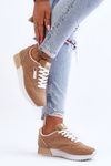 Merida Beige Leather Laced Sports topánky na platforme