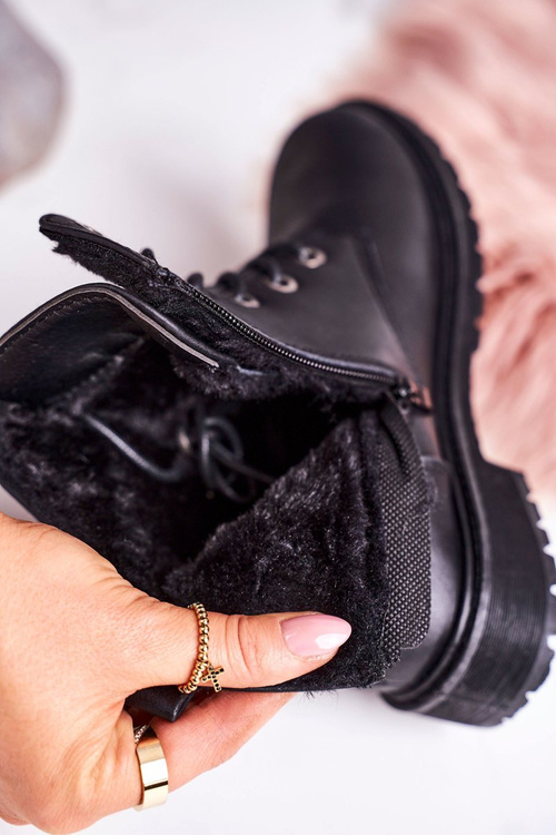 Dámské Pracovní Boty Oteplené Kožešinou Černé Mia