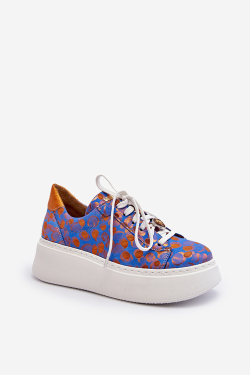 Kožená Športová Obuv Na Platforme Maciejka 06191-06 Modrá