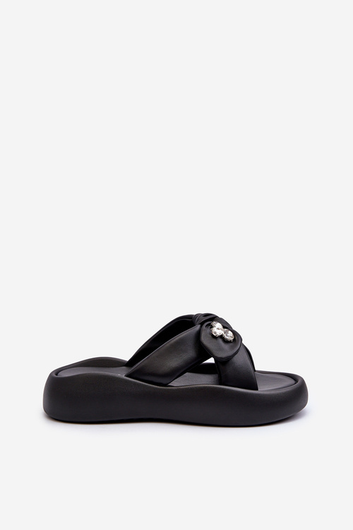 Dámské kožené sandály na platformě černé GOE NN2N4110