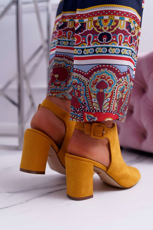 Dámské Sandály Na Podpatku Se Svrškem Peep Toe žluté Esta