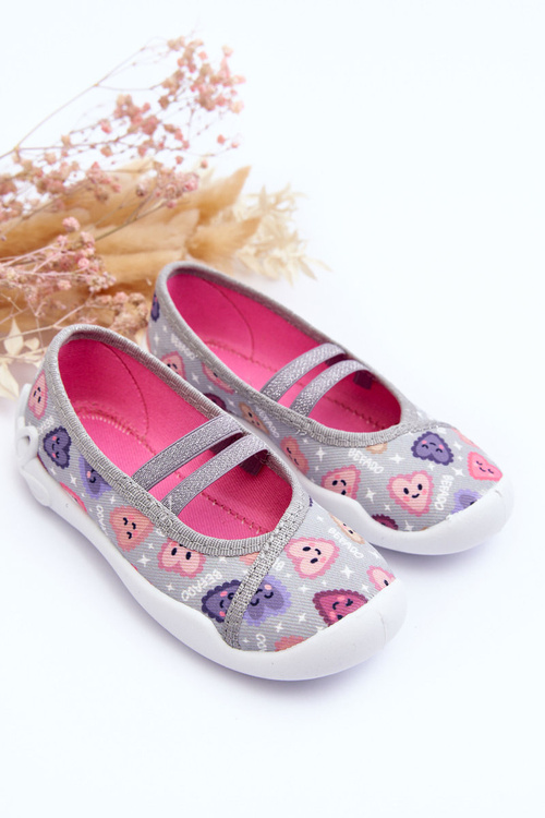 Baleríny srdce Papcie Befado 116X319 šedá-růžová