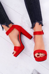 Dámské Sandály Na Podpatku Semišové červené ShakeUp