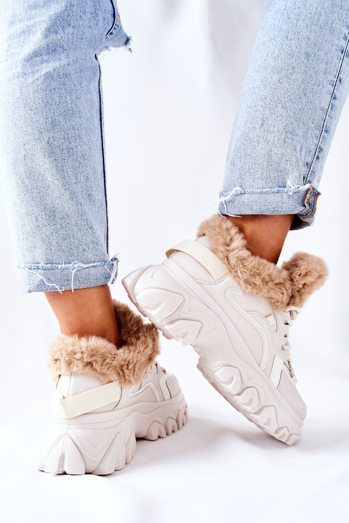 Dámské Kotníkové Boty zateplené Světle-Béžové Limerick