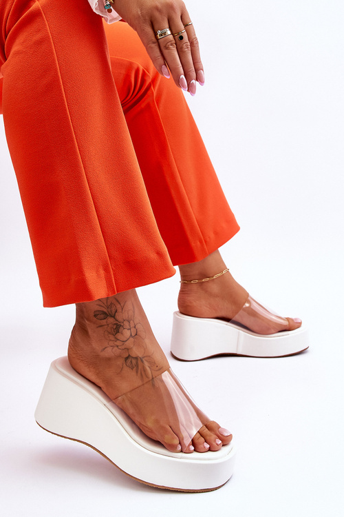 Ženské priehľadné biele kliny Eliane