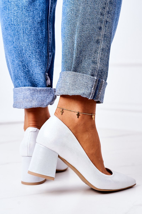 Saténové čerpadlá lewski topánky 2801 striebro