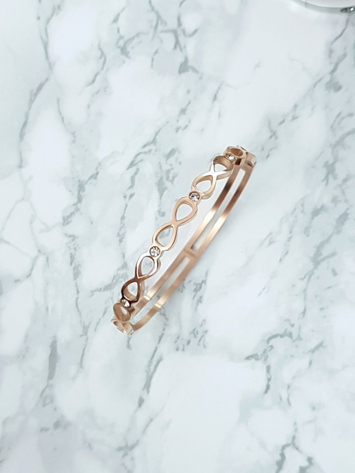 Dámsky oceľový náramok s zirkónom Infinity Pink Gold