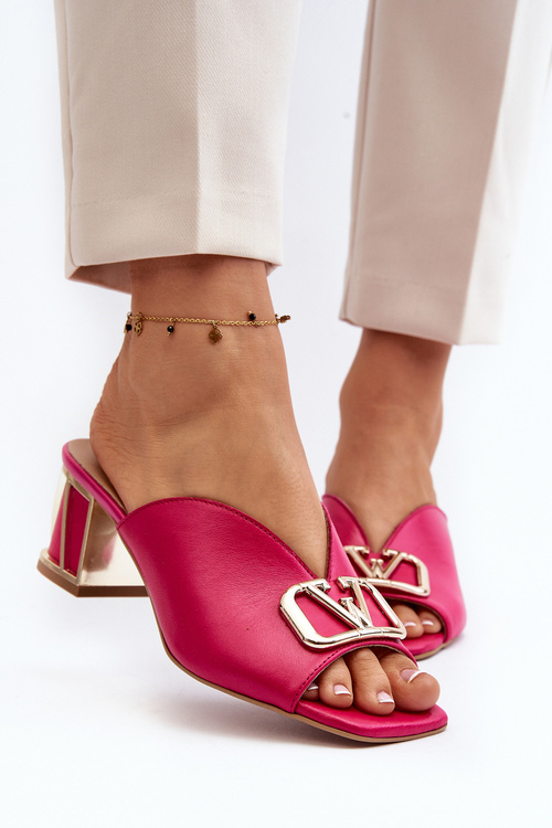 Elegantní Dámské Sandály Na Podpatku Laura Messi 2771 Fuksia