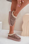 Dámske Snehule Na Platforme Zateplené Kožušinou Leopard Hnedé Popruhy