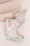 Detské brokátové galoshes so strieborným oblakom