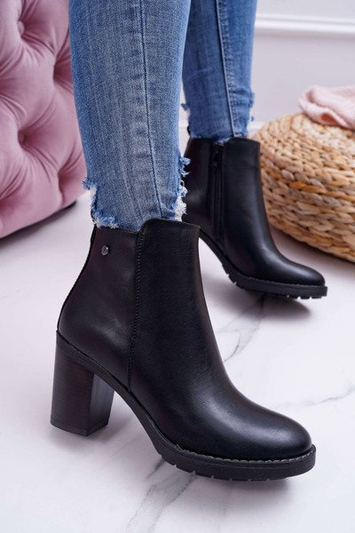 Dámské Kotníkové Boty Na Podpatku Černé Serrena